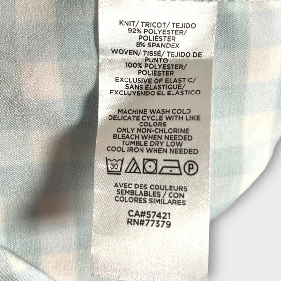 ANN TAYLOR Gingham Pullover Top MEDIUM Blue & Sage Flutter Sleeve Preppy NEW - Picture 6 of 8